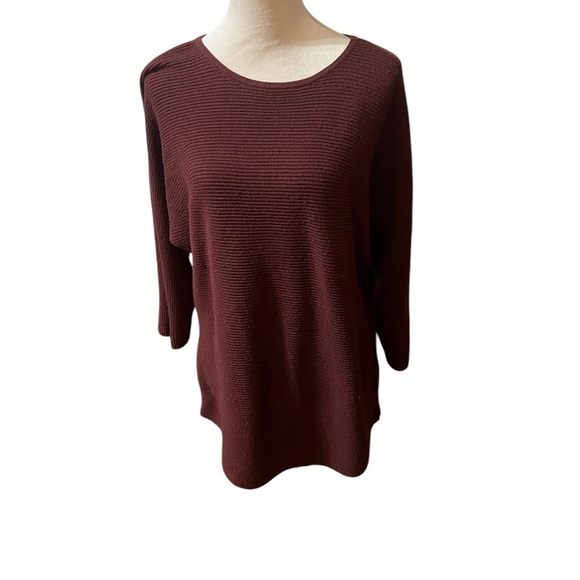 Worthington Red Crew Neck Sweater with Three-Quarter Sleeves - Picture 1 of 4